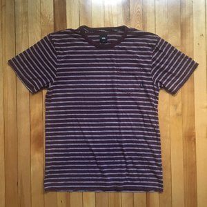 Vans Striped Pocket Tee Maroon - Men's L